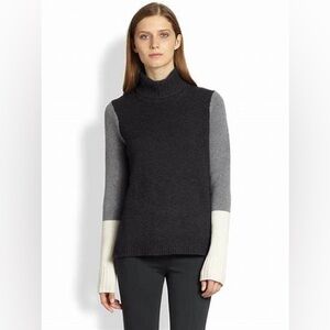 Women’s Vince Wool/Cashmere Navy Blue and Gray Turtleneck Sweater Size Large
